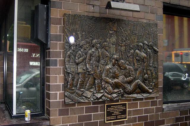 A 9/11 memorial outside of Engine 54, Ladder 4 in Hell's Kitchen